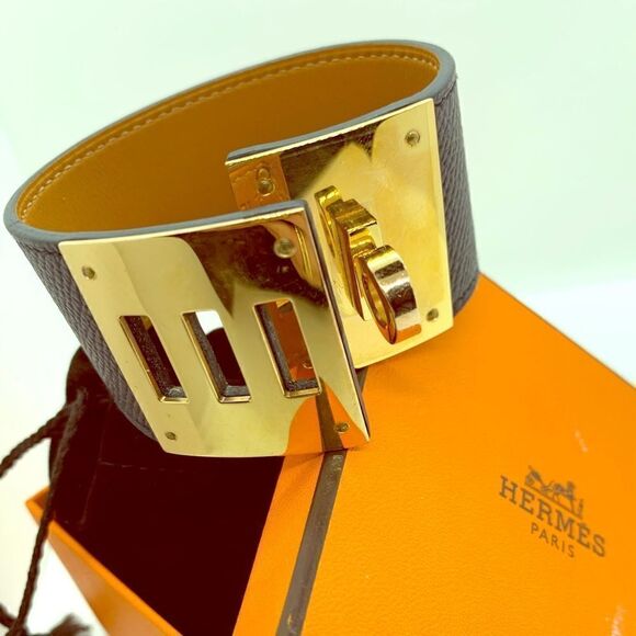 HERMÈS Black Leather & Rose Gold Hardware Bracelet - Picture 4 of 11